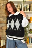 Zeta Otto Argyle Tank Black